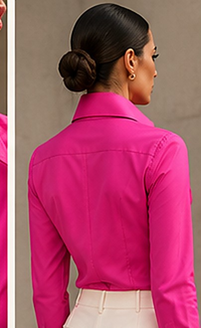 Concept: the back of a fuchsia shirt, fitted through the waist