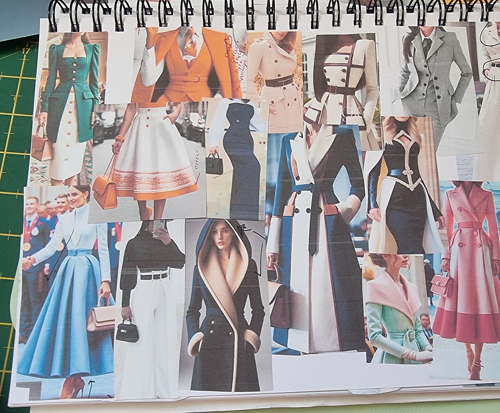 Gabi's sketchbook: bold colour coat and dress references
